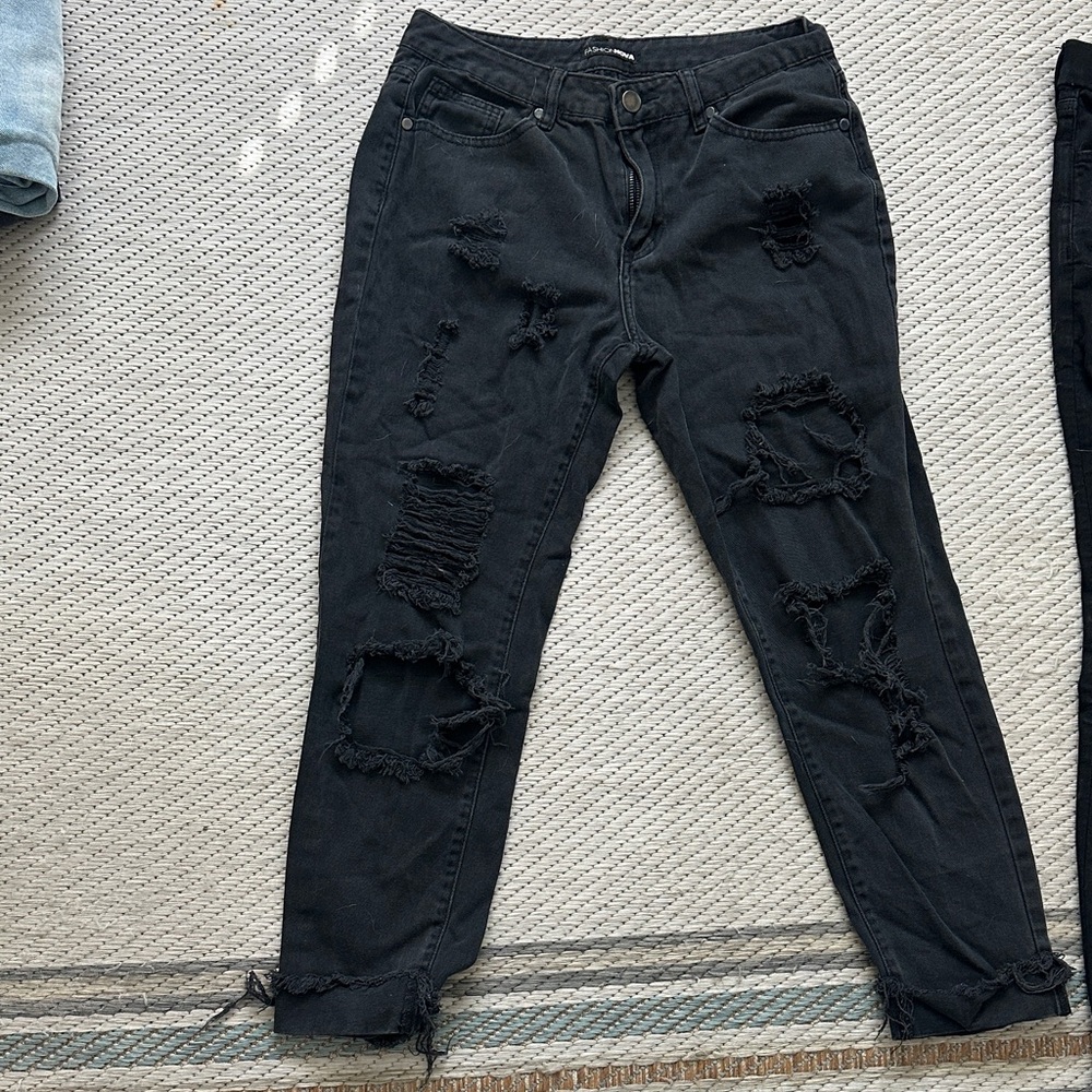 Distressed Black Women's Jeans